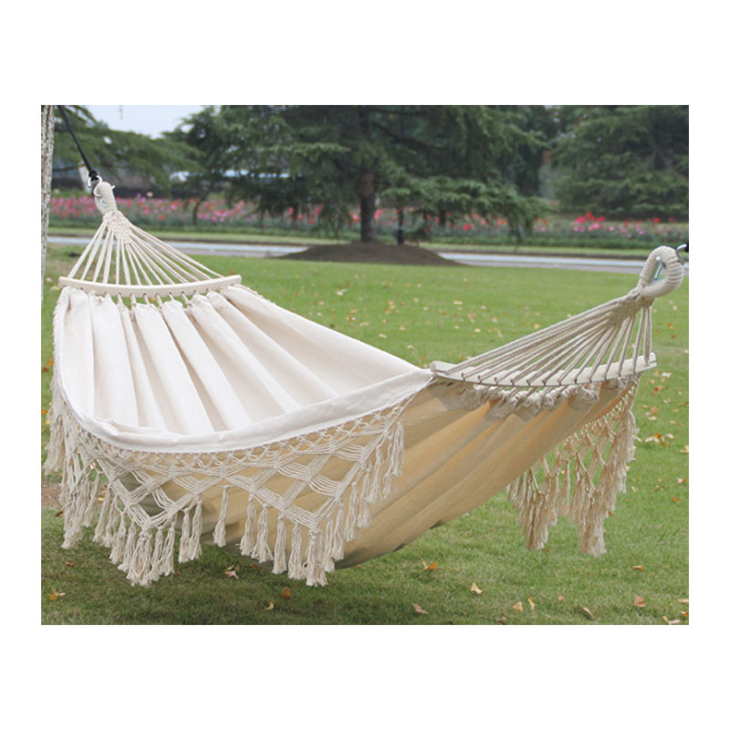 EH-K-002 Double outdoor hammock camping indoor leisure hammock tassel curved bar type camping hammock
