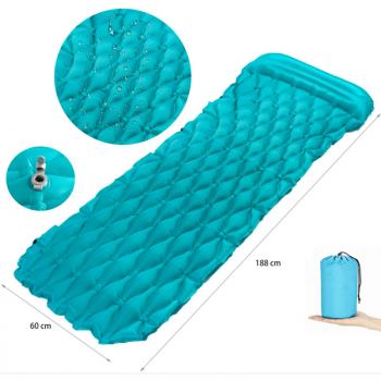 EM-S-003 Self-Inflating Sleeping Camping Light Weight TPU Nylon Air Pad With Pillow For Outdoor Hammock Tent Mat